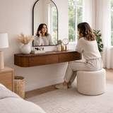 Japandi Zwevende Gangkast / Make-Up tafel walnoot 120 cm