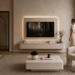 Salontafel japandi licht beige L100cm x B100cm x H38cm - Arli Walls