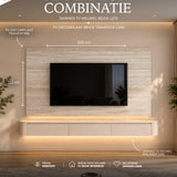 Combideal Japandi TV-Schrank Beige + TV-Dekorplatte Travertin | L272 x L200