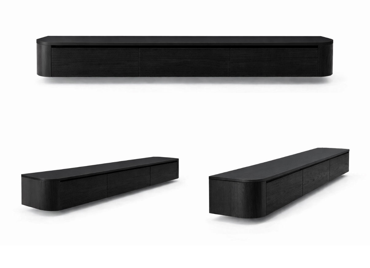 Sadoli Rudolf Japandi tv meubel zwart eiken L272 x D32 x H28 cm – Arli Walls