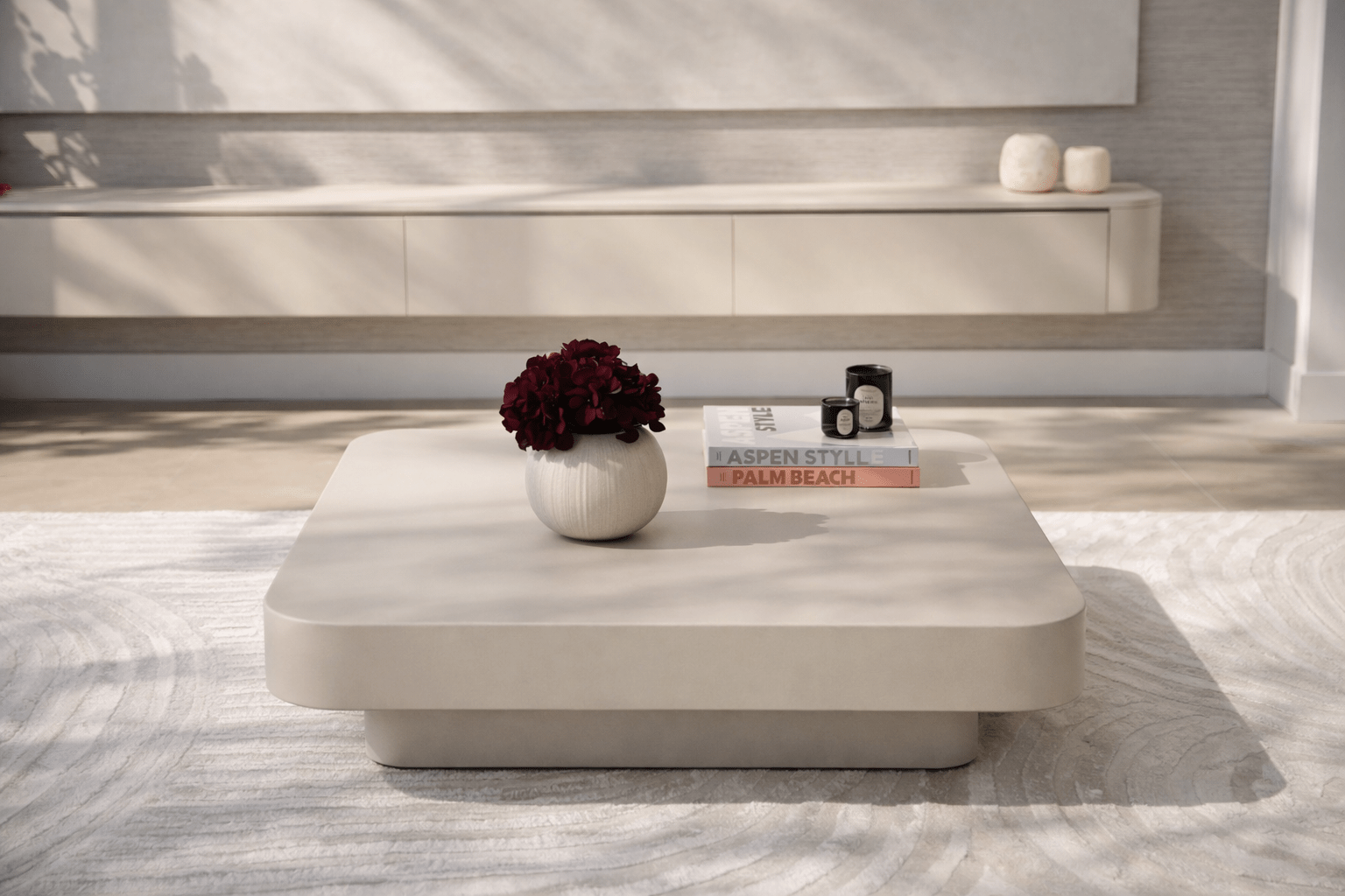 Sadoli Rudolf Pre Order Salontafel japandi licht beige L100cm x B100cm x H25 cm ...