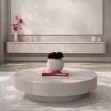 Pre Order Salontafel japandi licht beige rond L100cm x B100cm x H25 cm