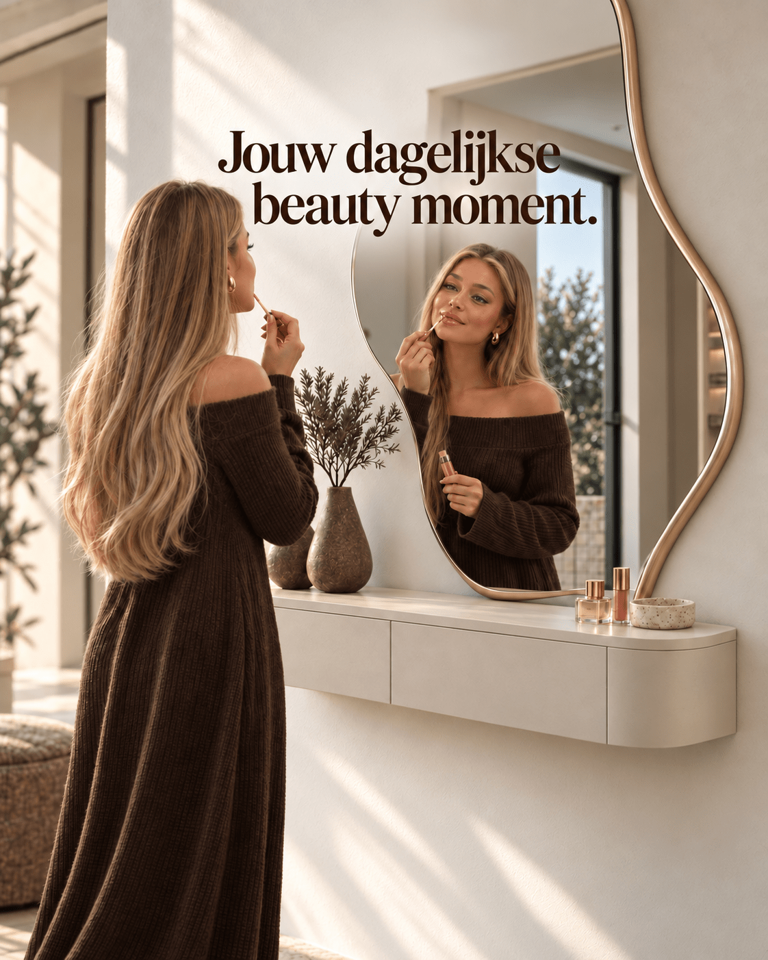 Japandi Zwevende Gangkast / Make-Up Tafel Licht Beige - Arli Walls