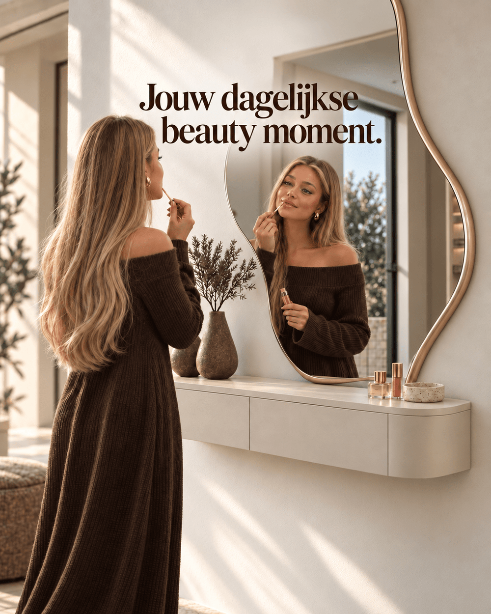 Japandi Zwevende Gangkast / Make-Up Tafel Licht Beige - Arli Walls