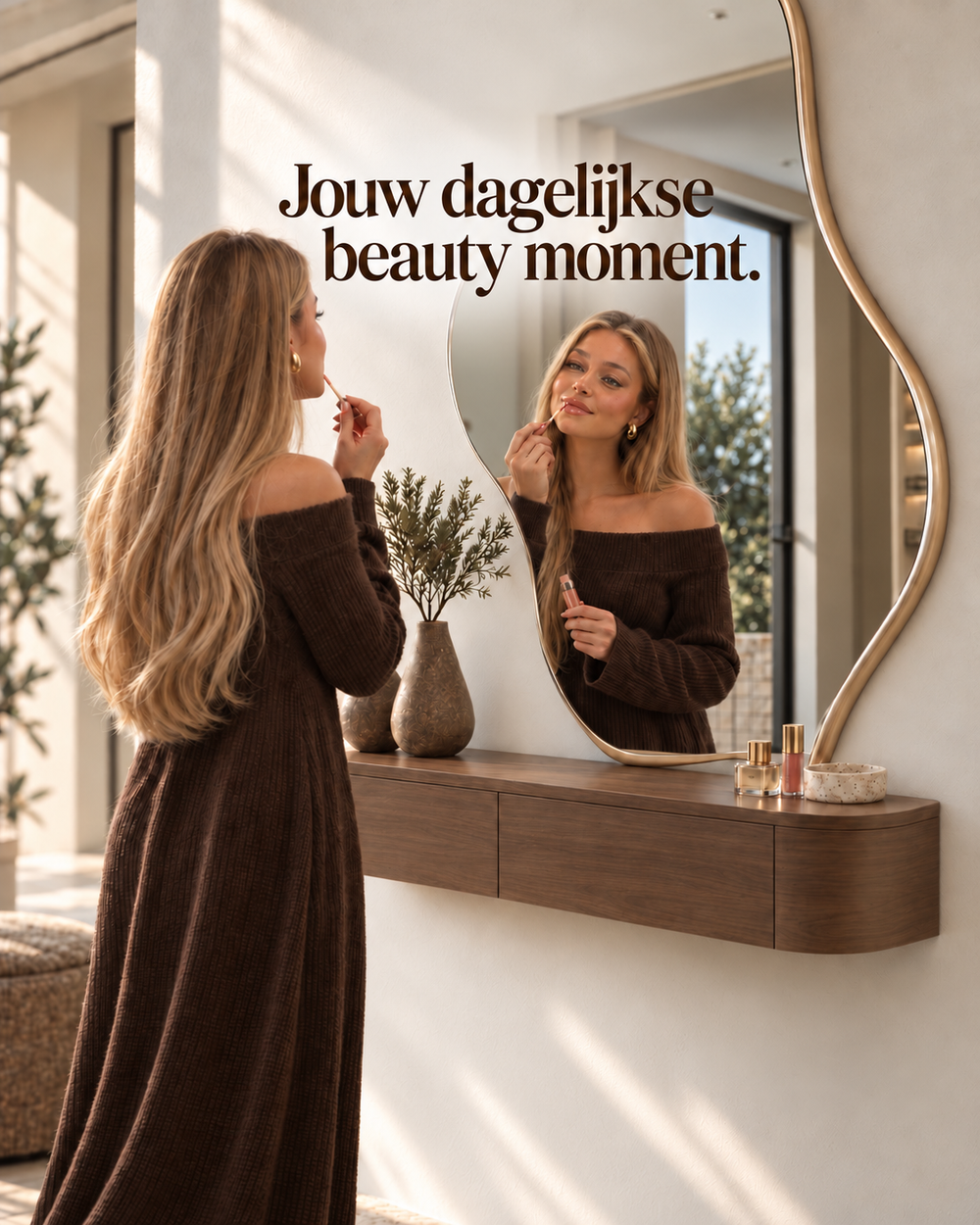 Japandi Zwevende Gangkast / Make-Up tafel walnoot