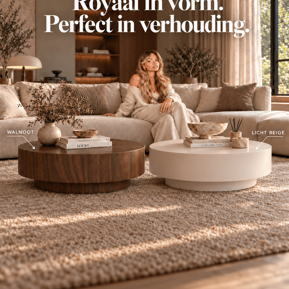 Salontafel Licht Beige Rond Ø100cm x H38cm - Arli Walls