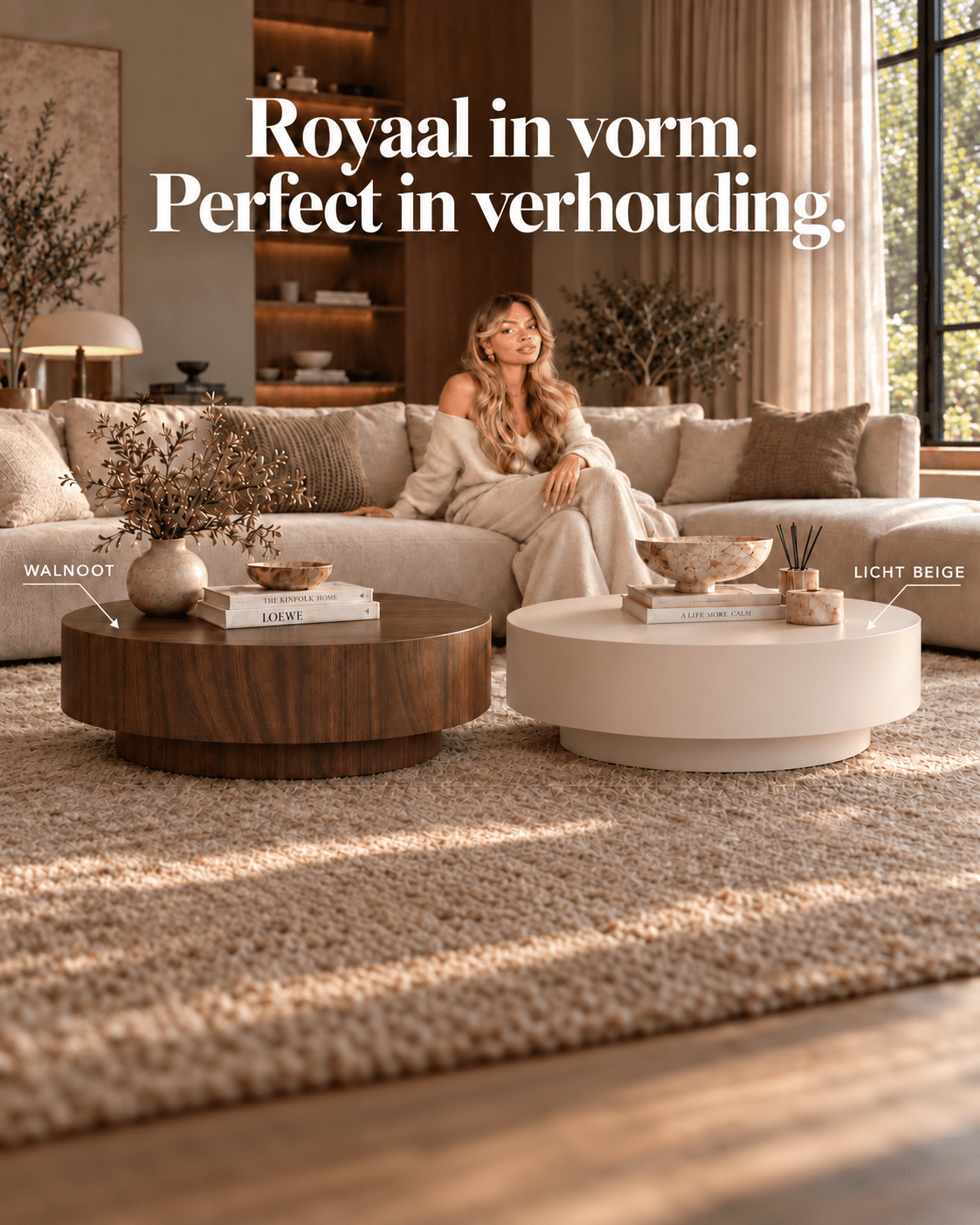 Salontafel Licht Beige Rond Ø100cm x H38cm - Arli Walls