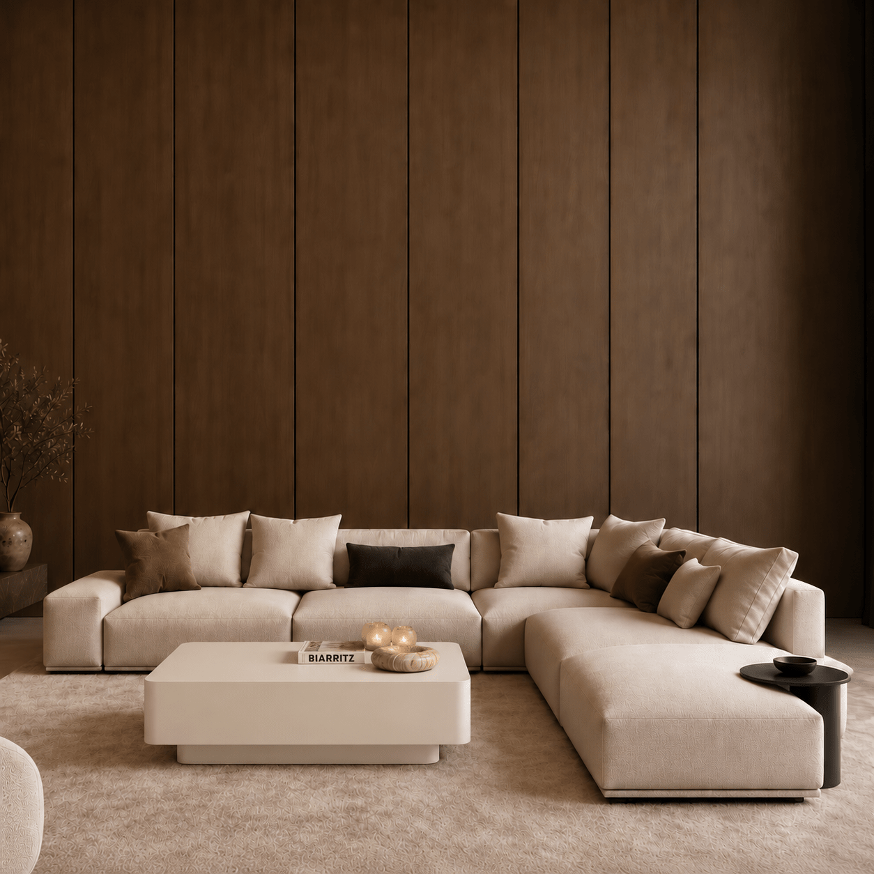 Salontafel japandi licht beige L120cm x B60cm x H38cm - Arli Walls