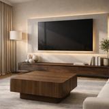 Salontafel Japandi Walnoot - Ronde Hoeken L100cm x B100cm x H41cm