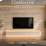 Combideal Japandi TV-meubel Beige + TV-Decorplaat Travertine | L272 - Arli Walls