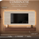 Combideal Japandi TV-meubel Walnoot + TV-Decorplaat Travertine | L180 - Arli Walls